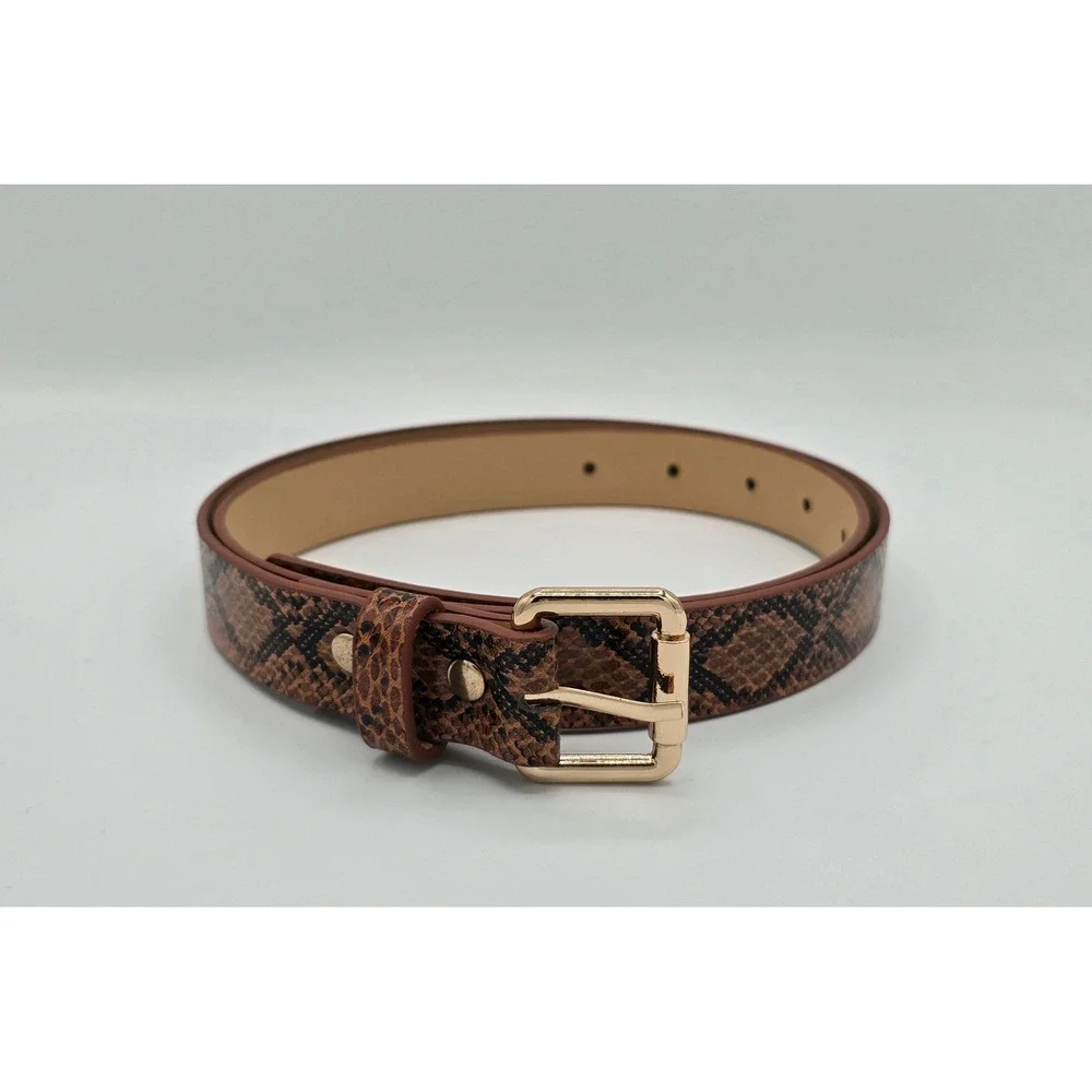 Snakeskin Embossed PU Leather Belt Women's 34